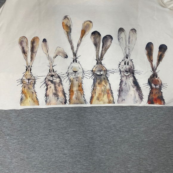 Bunny Rabbit Graphic 3/4 Sleeve Tunic Sweatshirt Women 2XL - Picture 3 of 8